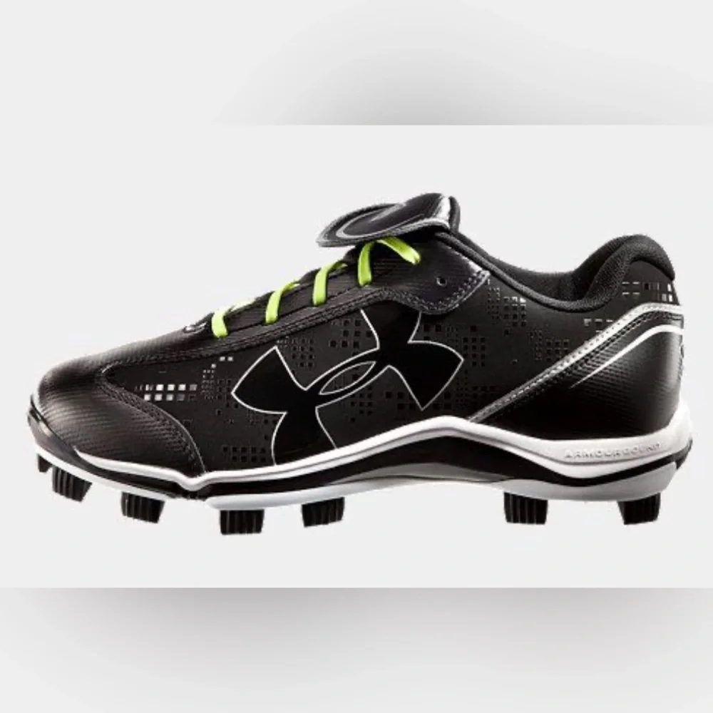 UNDER ARMOUR Girls Softball Cleats Women's NEW Glyde Shoe Black‎ Neon Yellow 7